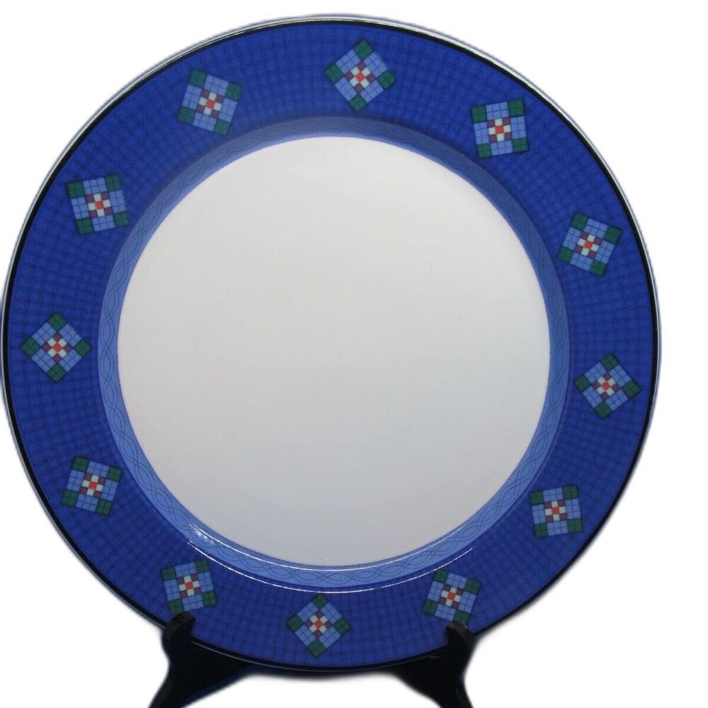 Dansk Quiltings Nine Patch 13" Round Platter Chop Plate VGC Made In Portugal